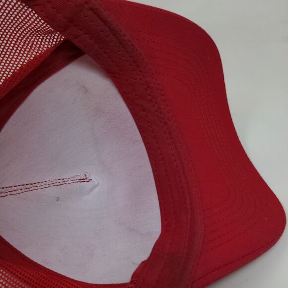 Bass Pro Shops Snapback Trucker Hat Red OSFM Adjustable Mesh Back Gone Fishing - Picture 7 of 9